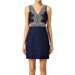 Lilly Pulitzer Aveline Shift Dress Navy Gold Size 8
